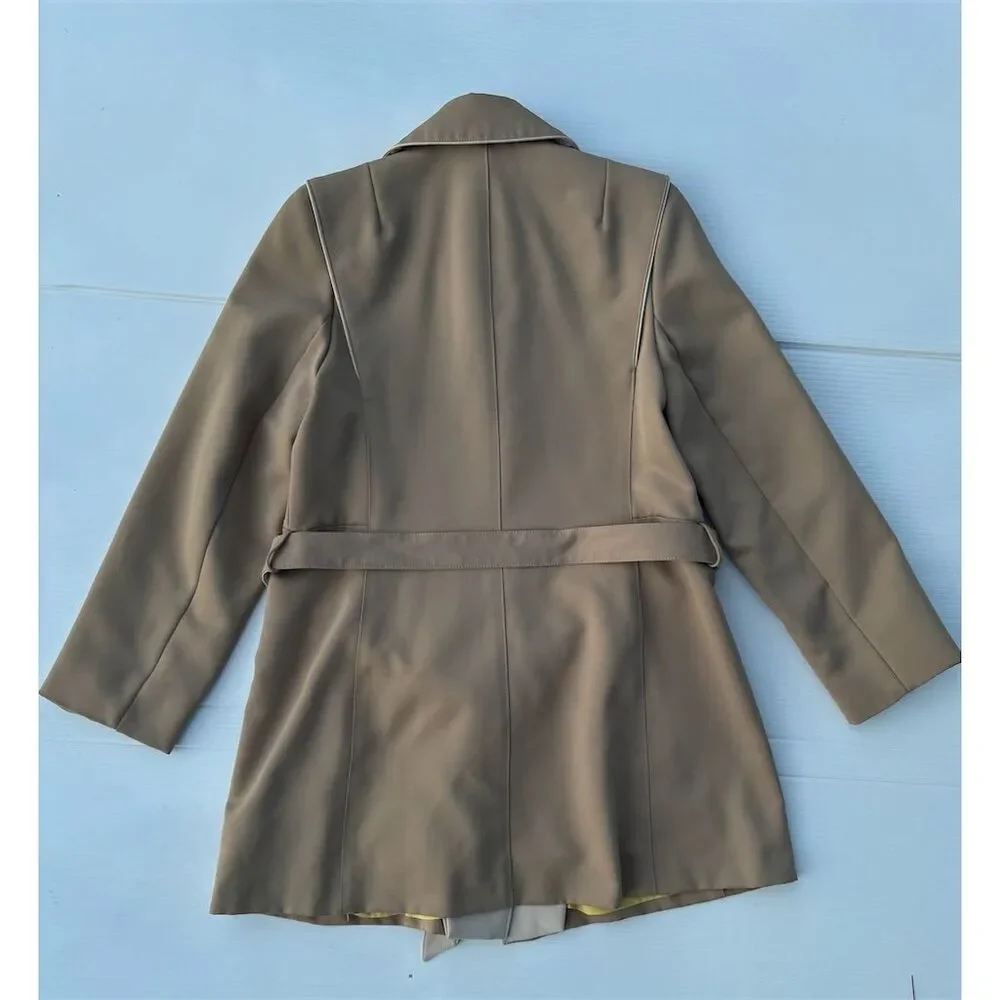 Rain Ramblers Women's Beige Trench Coat Size 10 Belted Long Casual - Picture 4 of 10
